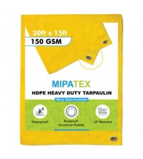 Mipatex Tarpaulin / Tirpal 30 Feet x 15 Feet 150 GSM (Yellow)